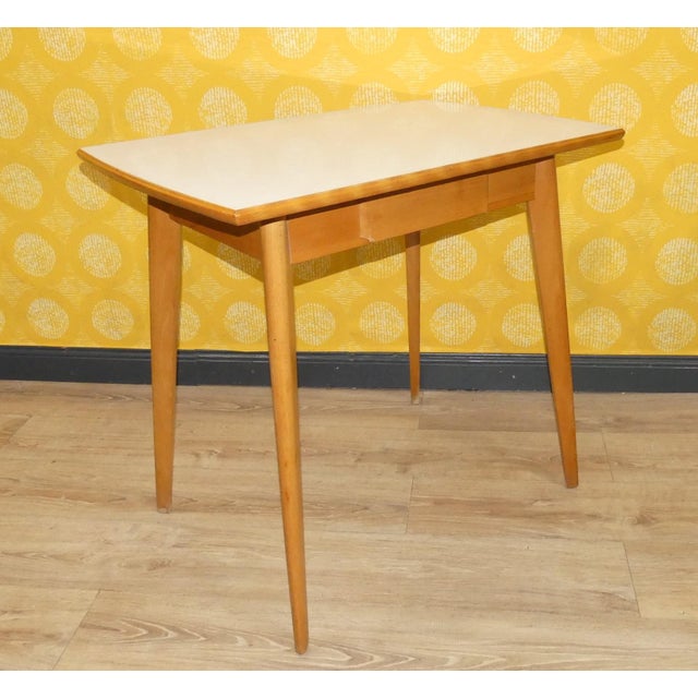Mid-Century Modern Vintage Kitchen Table in Wood, 1950s For Sale - Image 3 of 11