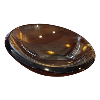 Smoked Glass Catchall Dish, 1970s For Sale