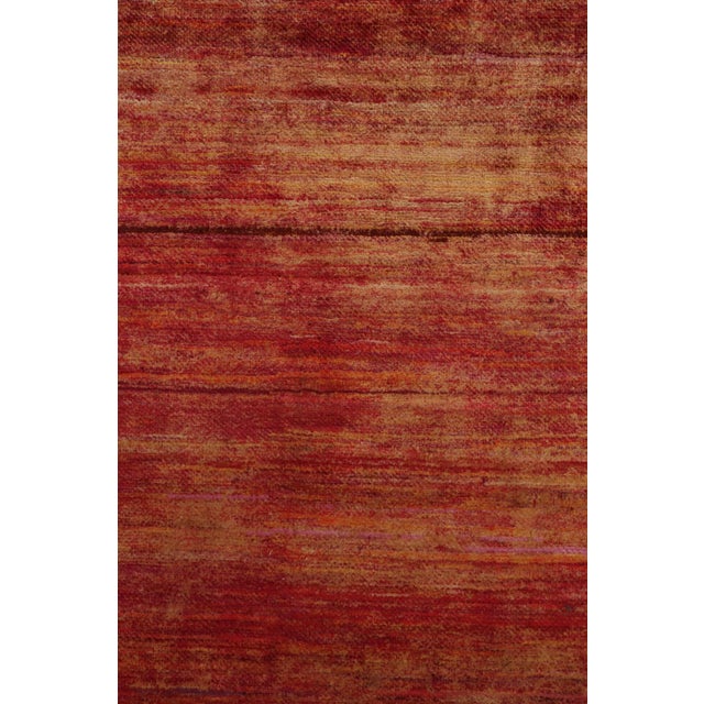 Rug & Kilim’s Modern Textural Rug in Red and Gold Tones and Striae For Sale In New York - Image 6 of 8