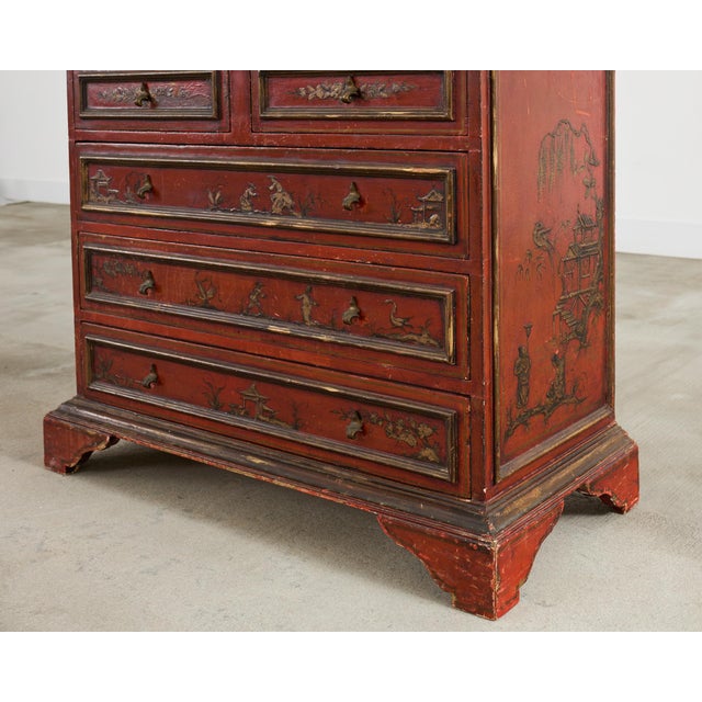 Wood English George III Style Lacquered Chinoiserie Secretary Bookcase For Sale - Image 7 of 12