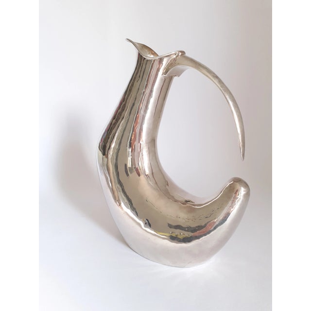 Vintage Silver Deco-Style Carafe of Italian Craftsmanship 800 Silver For Sale - Image 6 of 11