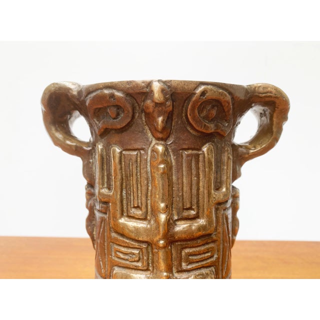 Vintage German Brutalist Bronze Totem Pot by Horst Dalbeck for HDV Dalbeck For Sale - Image 13 of 18