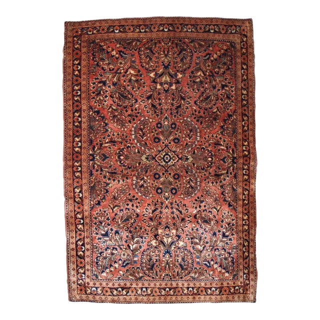 1920s Antique Handmade Persian Sarouk Rug For Sale