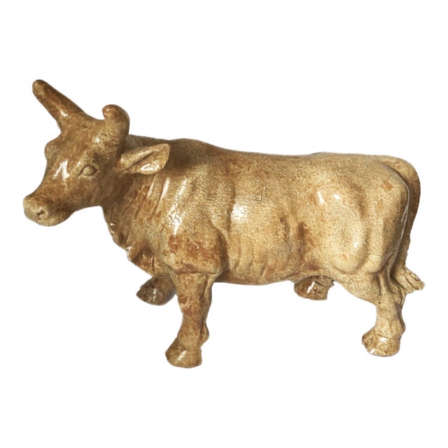Vintage Large Ceramic Bull Statue Statue Wall Street For Sale