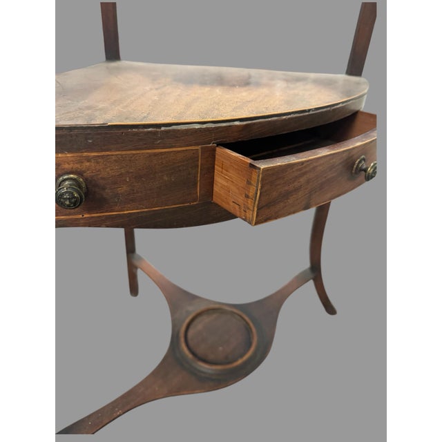 Late 19th Century Antique Mahogany Corner Washstand Wash Stand Basin Cabinet W/ Drawer Shelf For Sale - Image 5 of 7