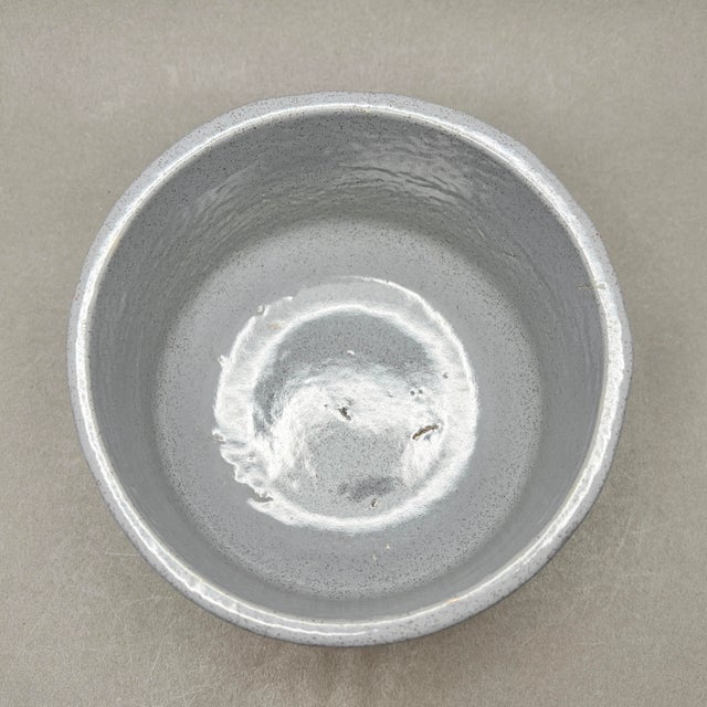 Late 20th Century Vintage Blue Gray Speckled Glazed Ceramic Art Pottery Planter Pot For Sale - Image 5 of 7