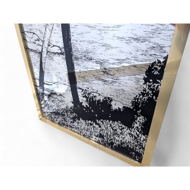 Vertical Mirror with Brass Frame, 1970s For Sale - Image 5 of 6