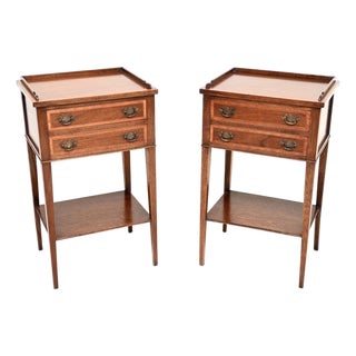 Antique Mahogany Bedside Cabinets, 1920s, Set of 2 For Sale