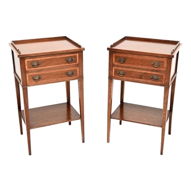 Antique Mahogany Bedside Cabinets, 1920s, Set of 2 For Sale