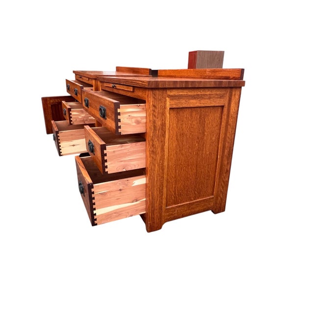 Wood Late 20th Century Mission Oak Nightstands End Tables Michaels Furniture for Restoration Hardware, 2 Pieces For Sale - Image 7 of 17