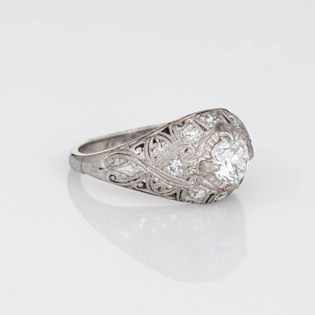 Traditional Early 20th Century Antique Edwardian 0.55ct Diamond Engagement Ring Vintage Platinum Bridal size 5.5 For Sale - Image 3 of 6