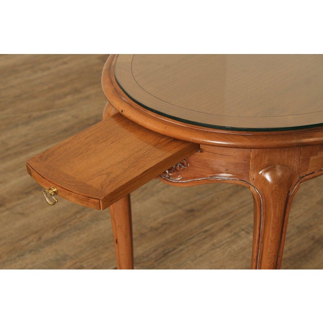 Wood French Louis XV Style Glass Top Side Table For Sale - Image 7 of 12