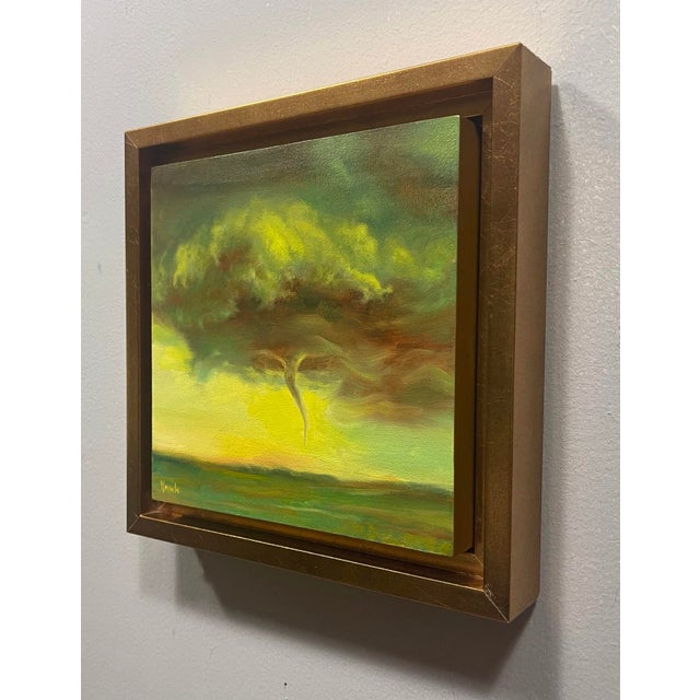 Abstract Funnel I by Dana Hawk | Oil on panel Abstract depiction of a funnel cloud in a stormy sky. For Sale - Image 3 of 3