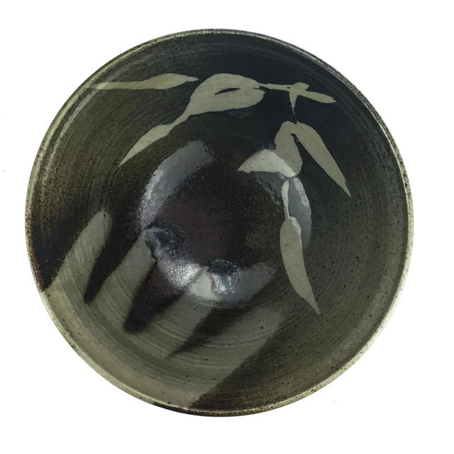 1970s Vintage Japanese Artisan Clay Bowl With Rosewood Stand For Sale - Image 5 of 13