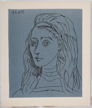 Pablo Picasso, Portrait of Jacqueline, Etching