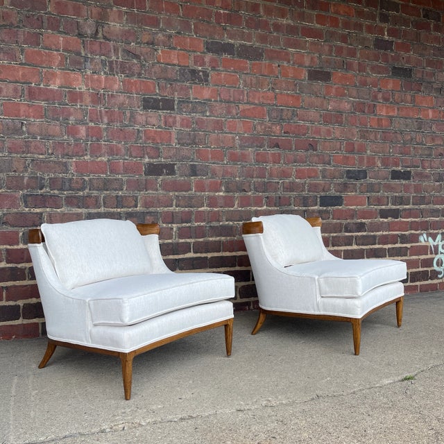 Tomlinson Sophisticate Slipper Chairs Refinished and Reupholstered in Crypton Fabric For Sale - Image 11 of 13
