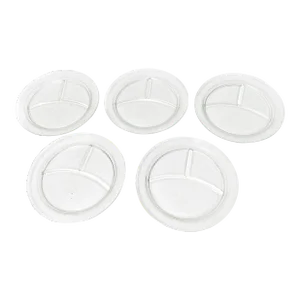 Vintage Clear Floral Depression Glass Large Divided Dinner Plate - 5 Pieces