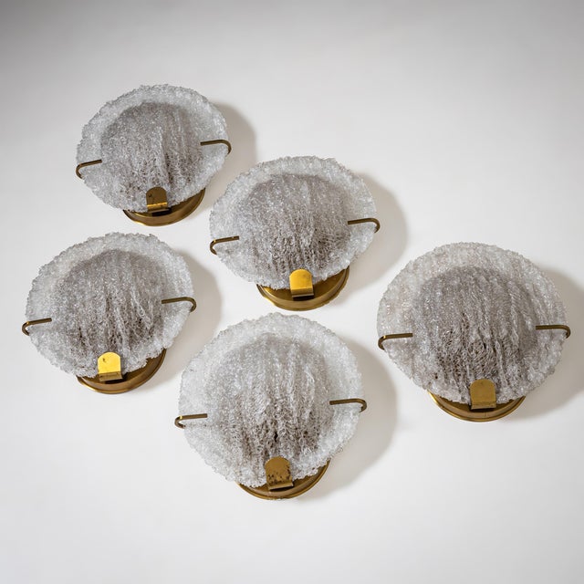 Set of Five Wall Lights with Glass Shades, italy, Mid-20th Century For Sale - Image 9 of 10