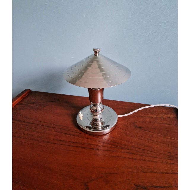 Bauhaus Art Deco Desk Lamp in Nickel-Plated Metal from Gersyl, 1920s For Sale - Image 3 of 18