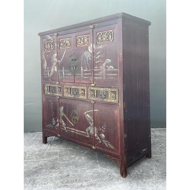 Vintage Asian 18th Century Hand Painted Cabinet For Sale - Image 10 of 12