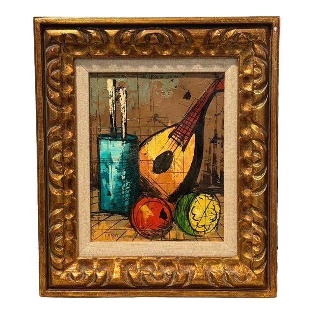 Mid 20th Century Beautiful Modernist Still Life Oil Painting, Signed ‘Toma’ For Sale