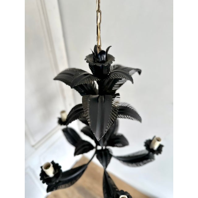 Vintage French Black Tole Chandelier, 1960s For Sale - Image 11 of 18