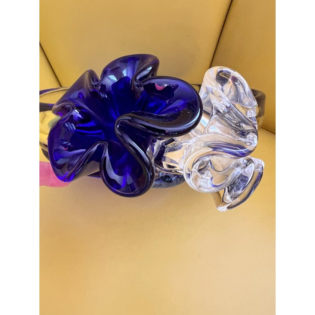 Handblown Art Glass Bowl Beranek Czech Artsy Cobalt Blue Centerpiece 9"d X 4"h For Sale - Image 4 of 12