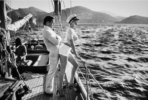 "Winnie on Deck, Cannes 1975" Vintage Silver Gelatin Print by Helmut Newton