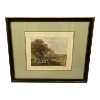 Early 19th Century "Autumn" English Hand Colored Etching of Harvest Scene, Framed For Sale