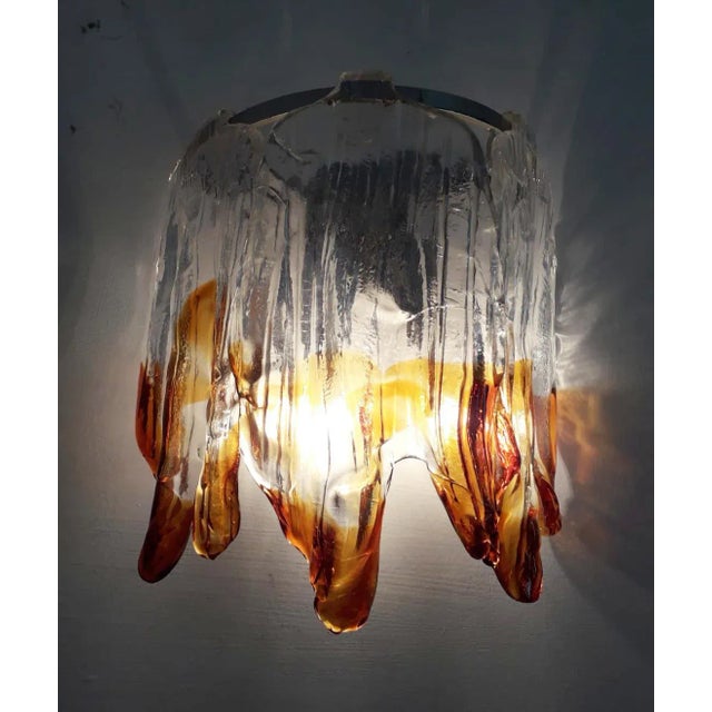 Mazzega Murano Mid 20th Century Fiamme Sconces by Mazzega - a Pair For Sale - Image 4 of 10