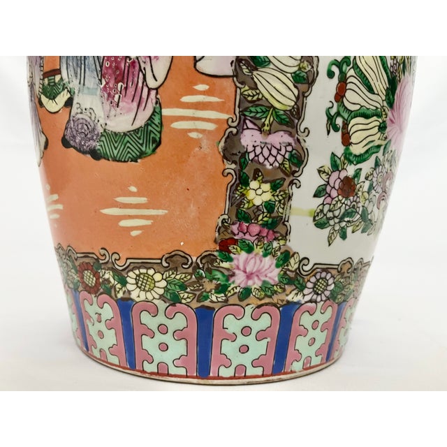 Chinoiserie Vintage Chinoiserie Ginger Jar – Hand-Painted With Figures & Florals For Sale - Image 3 of 10
