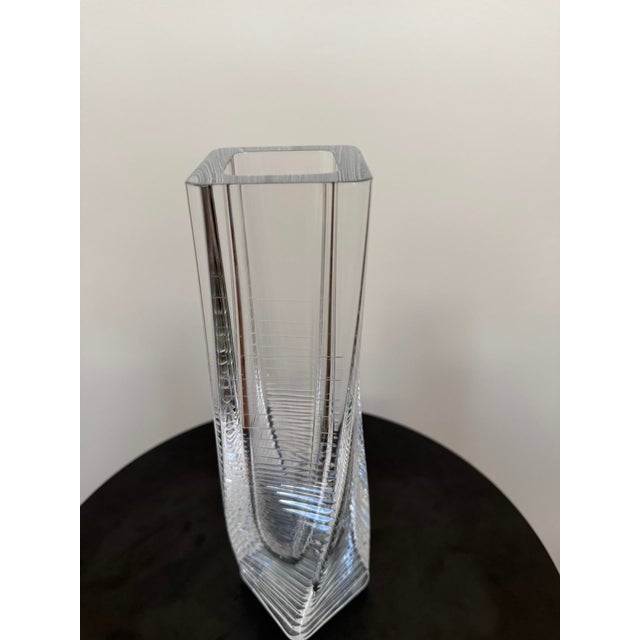 Signed Hoya Japanese Crystal Twist Vase For Sale - Image 10 of 15