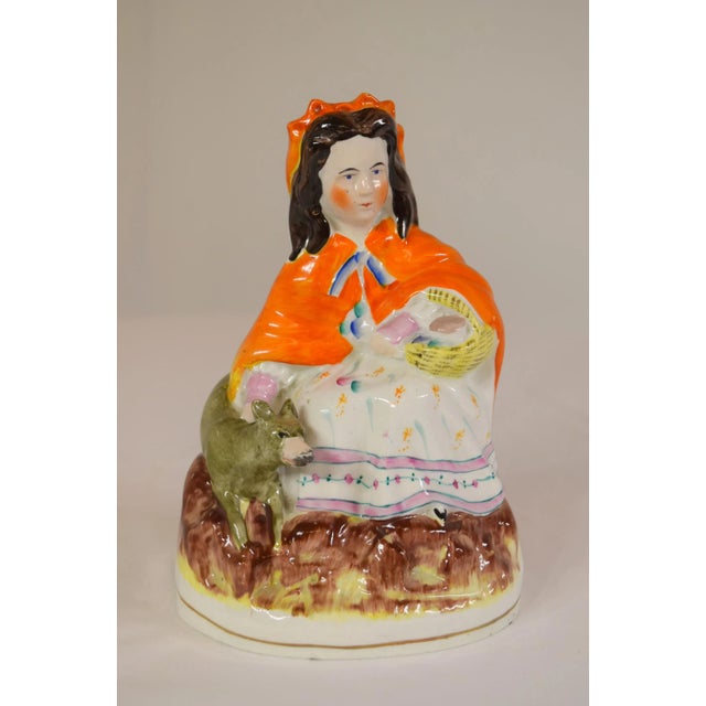 Ceramic 19th-Century Staffordshire "Little Red Riding Hood" For Sale - Image 7 of 7