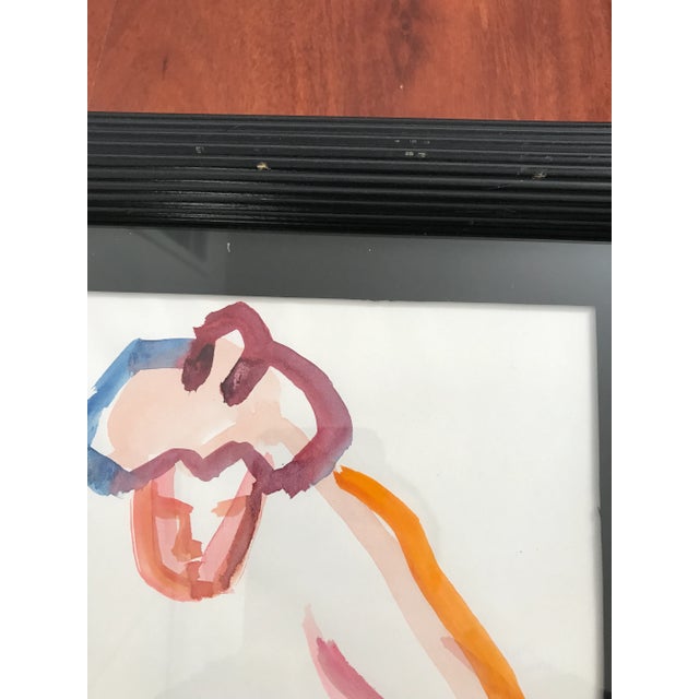 Figurative Late 20th Century Watercolour Outline Figurative Painting, Framed For Sale - Image 3 of 6