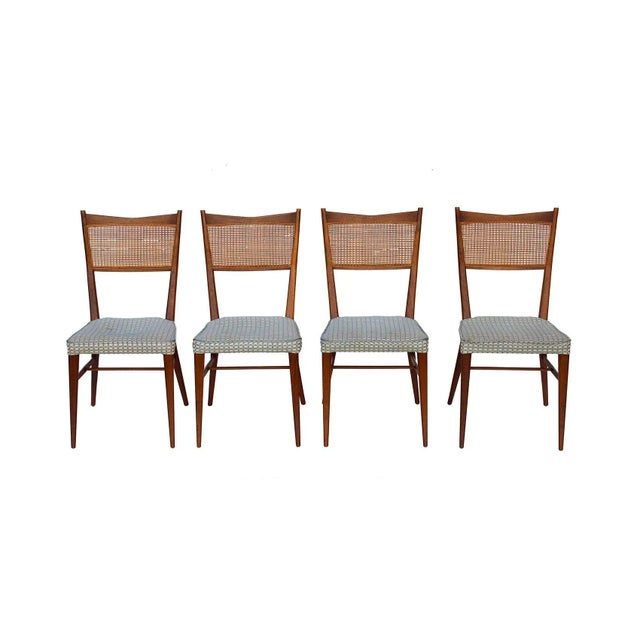 Calvin Furniture Paul McCobb for Calvin Walnut Dining Chairs With Caned Backs Directional , S/6 For Sale - Image 4 of 12