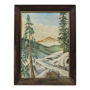 Mountain Landscape Painting (Oil on Wood)