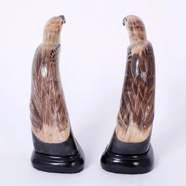 Carved and Painted Horn Birds - A Pair For Sale - Image 4 of 9