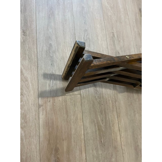 1970s Vintage Campaign X Base Folding Desk Chair Stool For Sale - Image 5 of 12