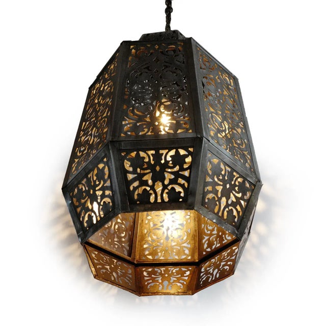 Indian Vintage Moorish Indian Tin Pendant Light For Sale - Image 3 of 6