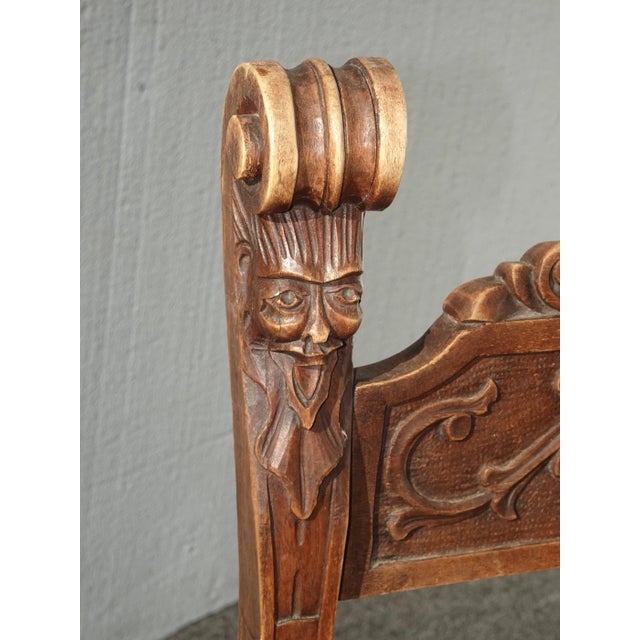 Wood Antique Neo Classical Renaissance Carved Brown Chair For Sale - Image 7 of 12