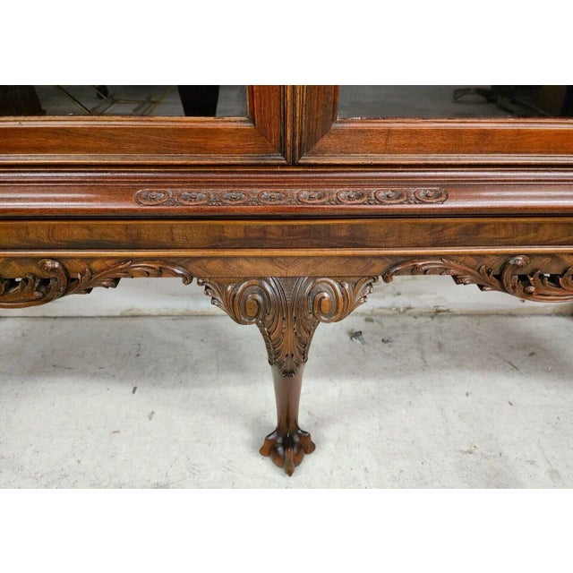 Antique Walnut China Cabinet Chippendale by Royal Furniture Co For Sale - Image 9 of 15