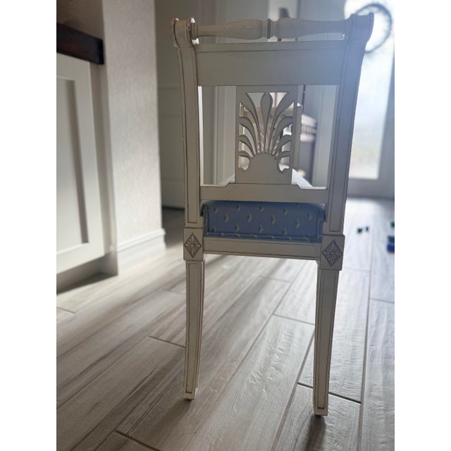 Late 19th Century French Directoire Style Painted Bench With Light Blue Upholstery For Sale In Naples, FL - Image 6 of 10