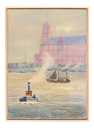 Hamburger Harbor, Oil on Canvas
