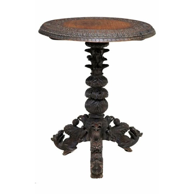 A rare and most impressive antique Burmese hand-carved hardwood side table. circa 1880 Exquisitely hand-crafted in Burma...