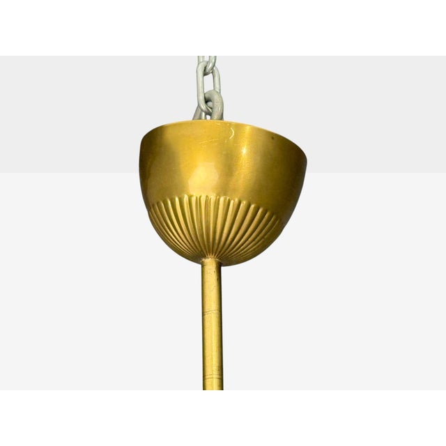 Asea, Swedish Modern, Chandelier, Brass, Elm, Fabric, Sweden, 1947 For Sale - Image 12 of 14