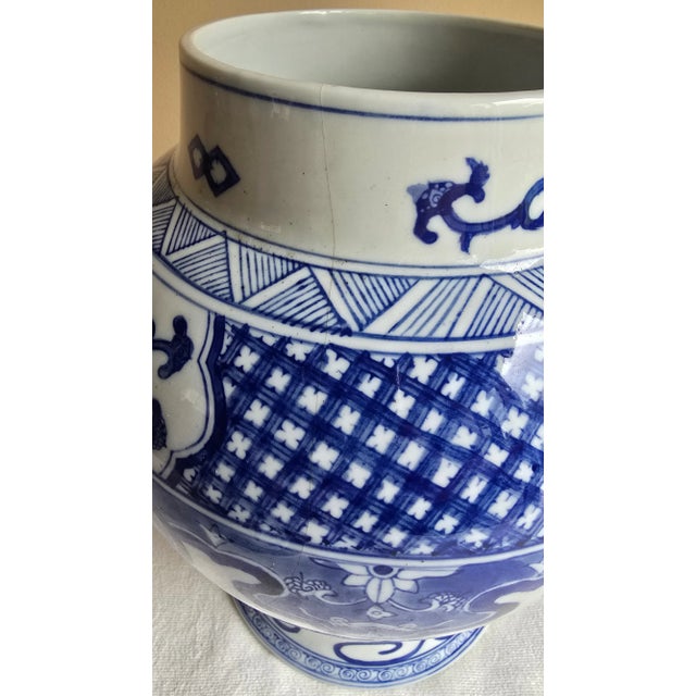 Pair of Early 20th Century Antique Asian Blue & White Temple Jars Phoenix Dragon For Sale - Image 12 of 12