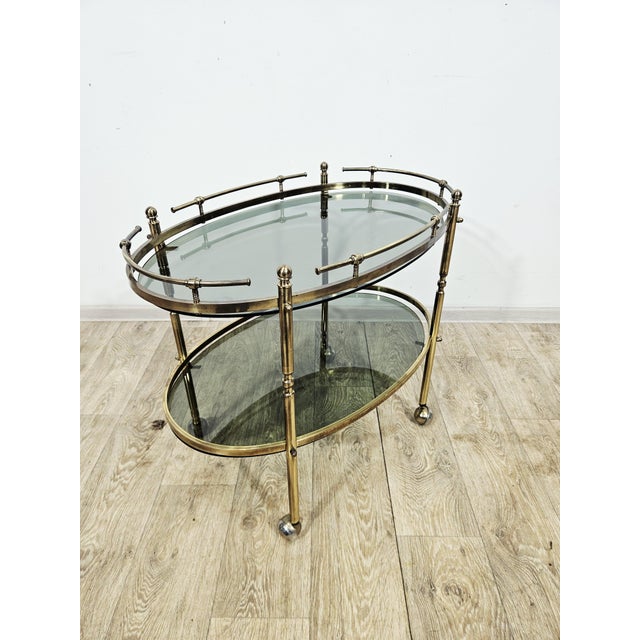 Vintage French Brass Serving Bar Cart, 1960s For Sale - Image 12 of 18