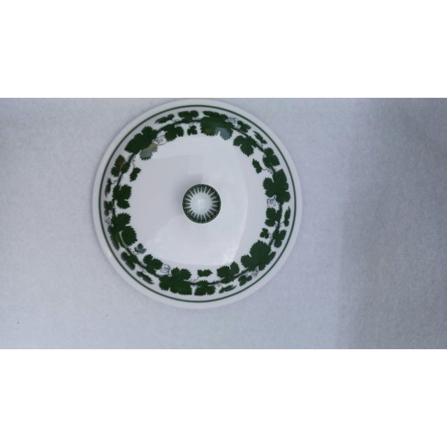 Green Vintage Porcelain Bonbonniere Lidded Sugar Bowl in Vine Leaf Pattern from Meissen, 1930s For Sale - Image 8 of 11