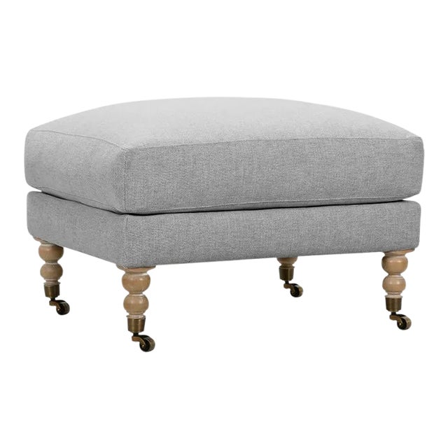 Greta Ottoman, Stone Linen For Sale