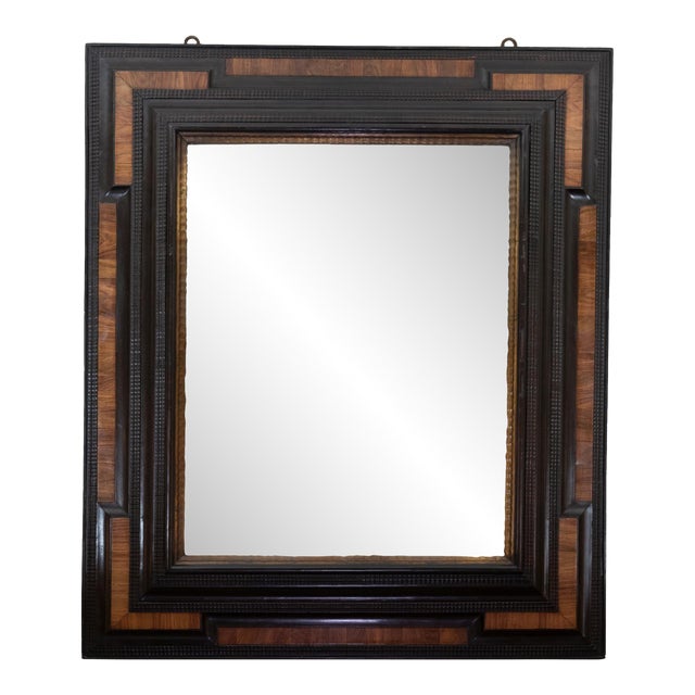 17th Century Dutch Baroque Gilt Slip Walnut & Ebony Mercury Plate Mirror For Sale